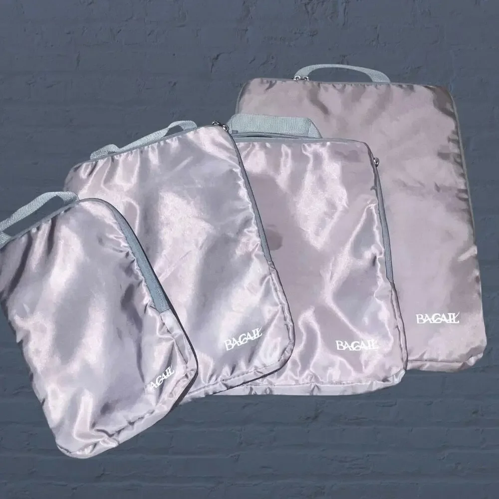 BAGAIL Set of 4 Compression Packing Cubes Travel Luggage Organizer Bags Gray